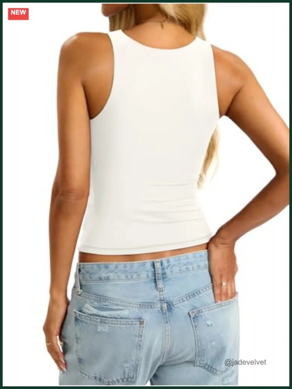 Padded Tank Top Built In Bra Double Lined Crew Neck Racerback